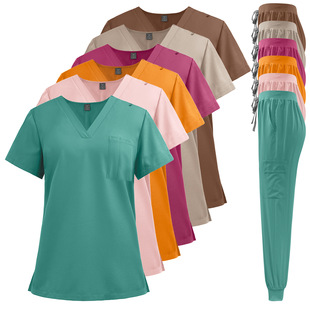 Multicolor Scrub Set Quick-Dry Hand Wash Clothes Comfortable Skin-Friendly Doctor and Nurse Workwear Set for Men and Women