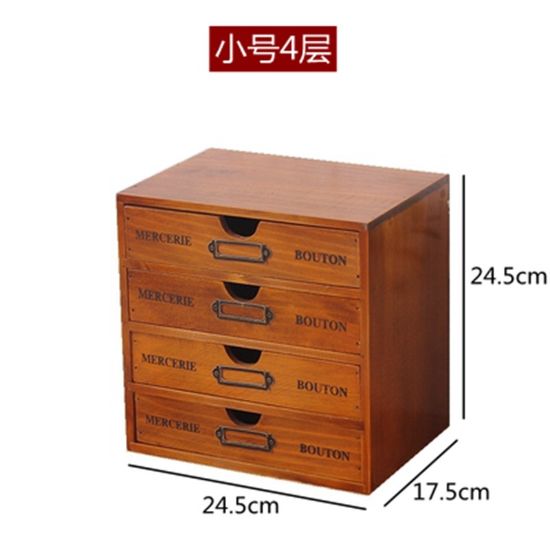 Organizador de almacenamiento de escritorio de oficina de madera sólida caja de madera zakka cajón de múltiples capas dormitorio caja de almacenamiento de cosméticos