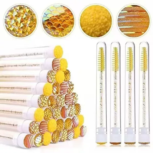 Grafted False Eyelash Test Tube Brush with Drill, Individually Packaged Disposable Eyelash Brush, Beauty Eyelash Makeup Brush Combination Set Tube