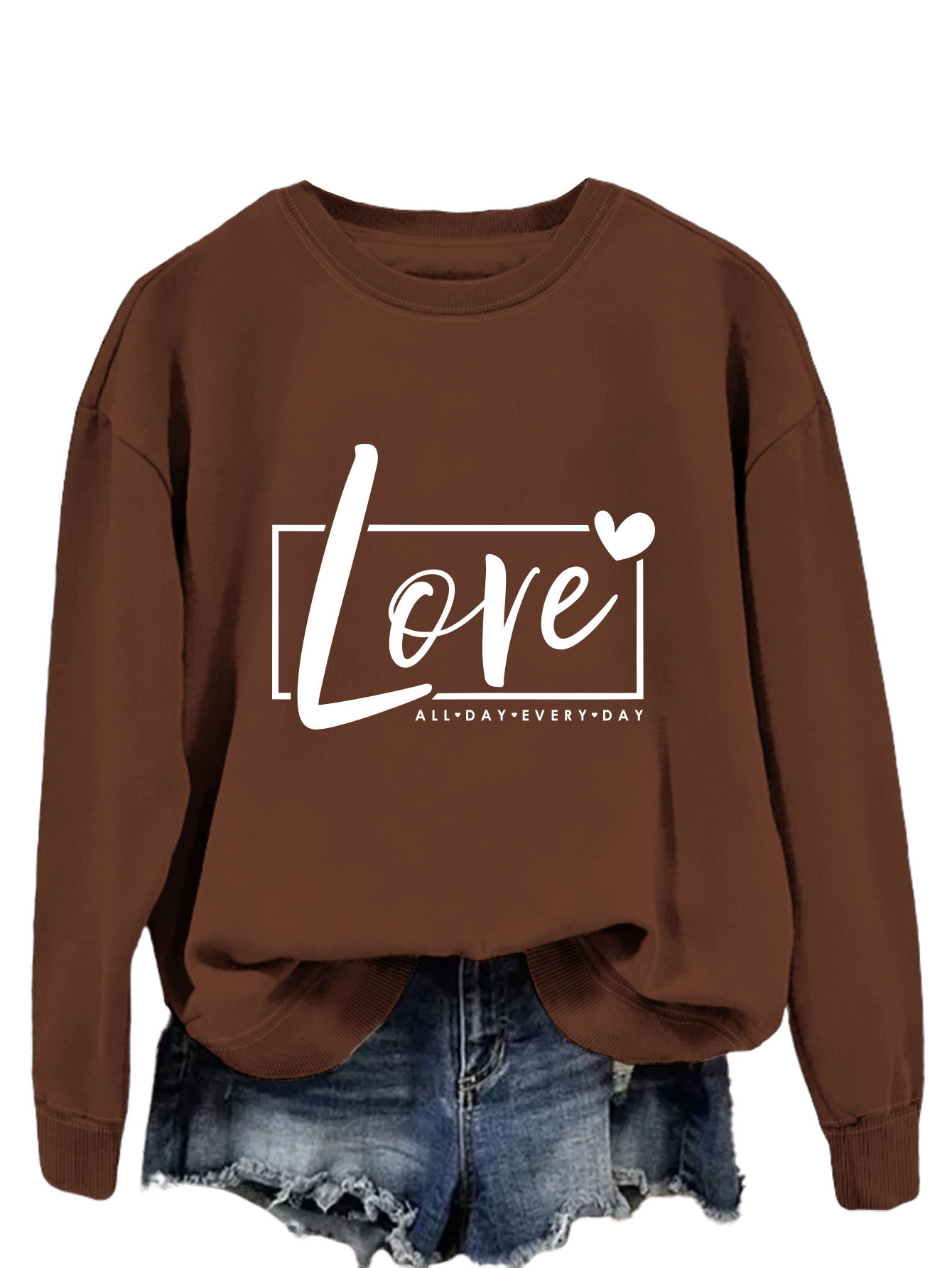 Women's Hoodies Long Sleeve Printing Basic Streetwear Letter Heart Shape display picture 34