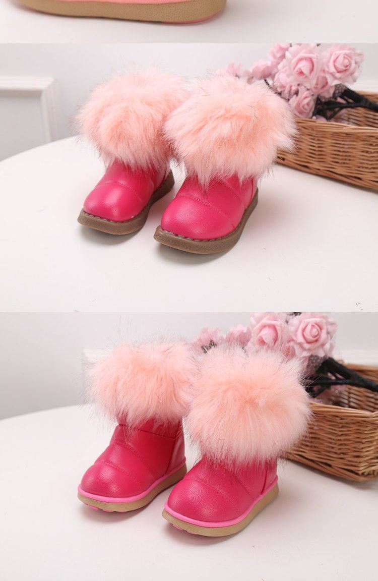 Children's snow boots are waterproof in winter, plush and thickened to keep warm. Baby's anti-skid boots are for girls,_voghion.com