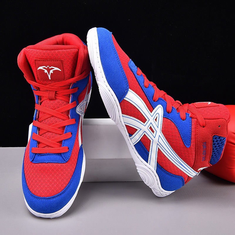 Professional boxing shoes for competition and training, men's wrestling shoes, combat fighting shoes, sanda weightlifting and squat shoes, women's gym shoes in white and black