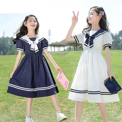 Girls' Princess Dress Summer Top Short Sleeve Korean Version Internet Celebrity Medium Long Dress Fashion Trendy Cute Children's Dress