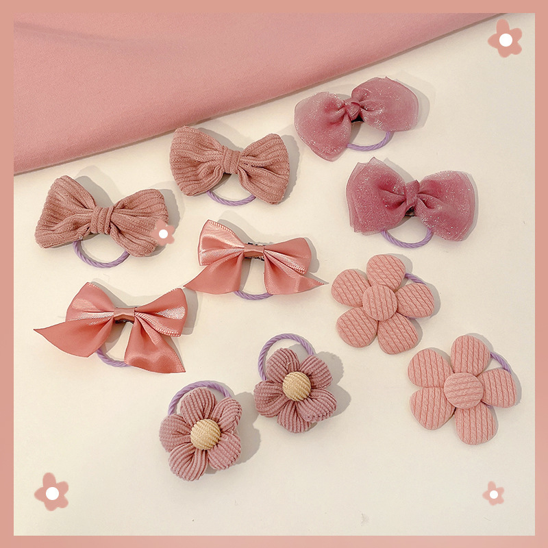 Niños lindos cuerdas de cabello rosa niñas no lastiman cuerdas de cabello de alta elasticidad correa de goma duradera niñas adornos de cabello de cola de caballo