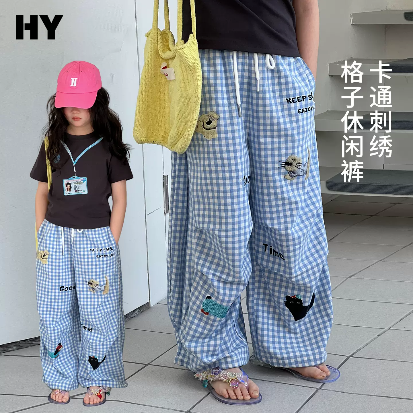 童装儿童裤子2026夏季新款卡通刺绣沙滩裤宽松女孩中童直通阔腿裤