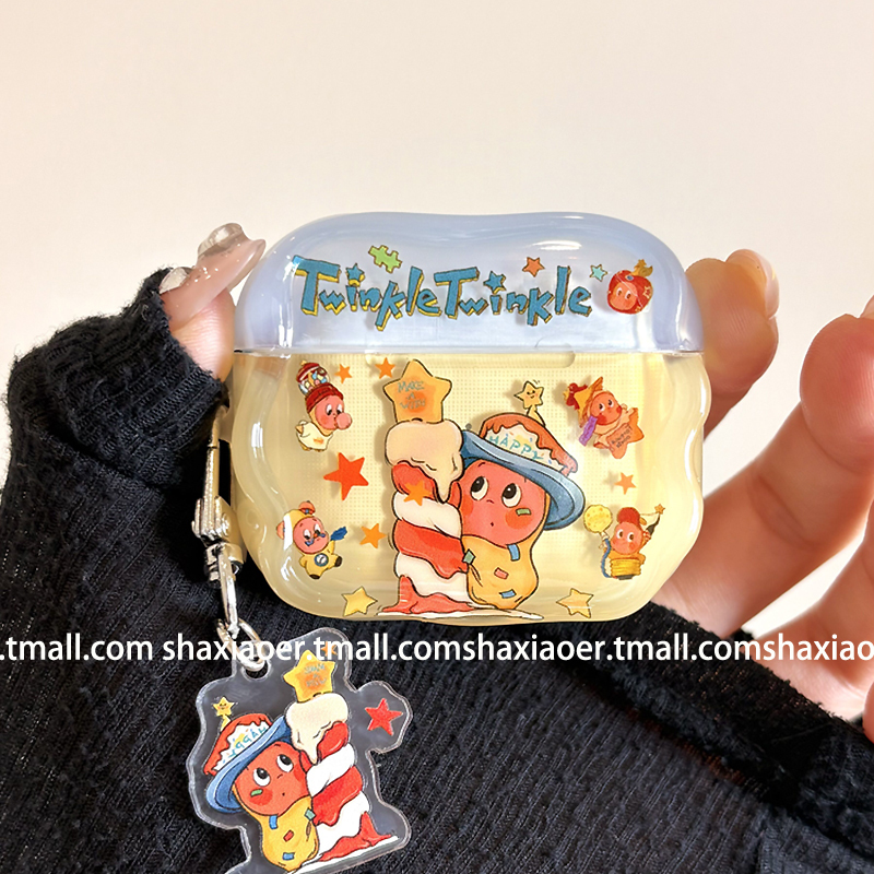 Cute Little Candle Star-Shaped Protective Soft Case for Apple AirPods 4 Bluetooth Earphones Pro 2/3 Generation