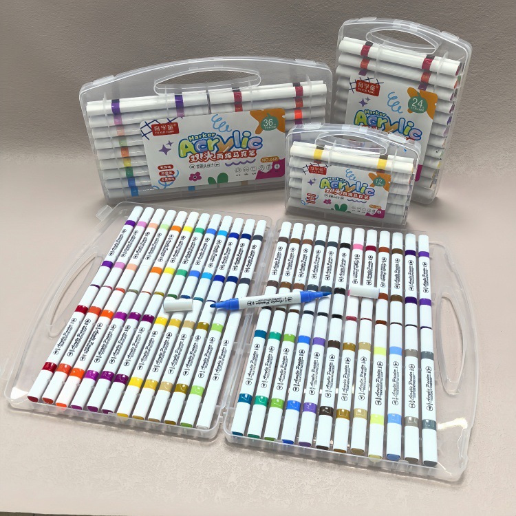 Lápiz de marcador de acrílico de cabeza suave de dos cabezas para niños pintando lápiz de pintura de acrílico para estudiantes de graffiti de color opaco lápiz de color