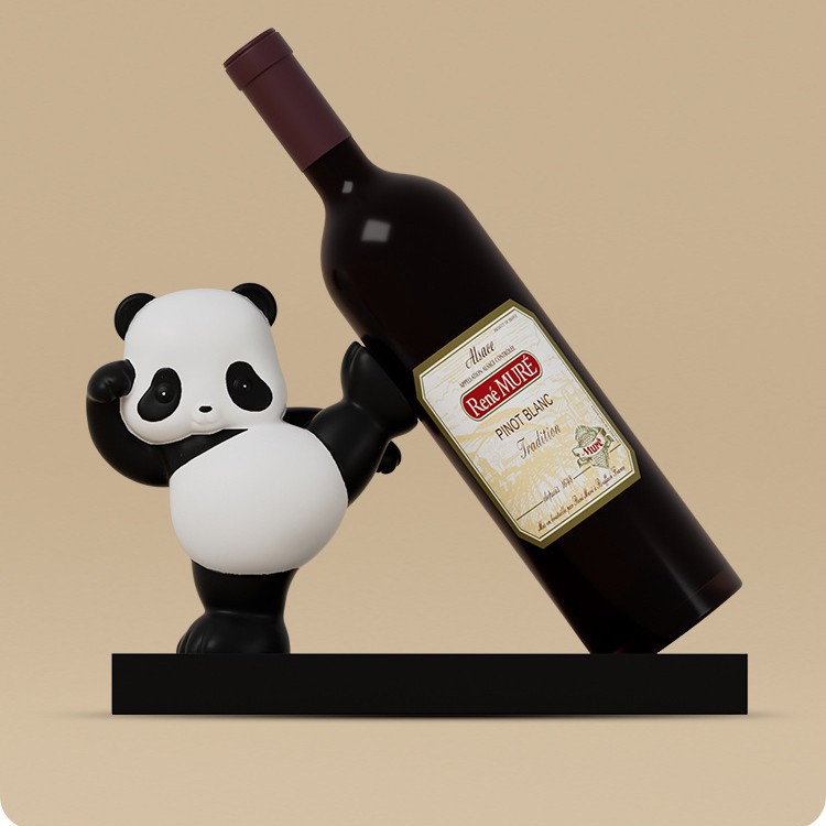 Sala de estar atmosférica de alta gama, decoración de gabinete de vino panda, decoración de gabinete de TV para el hogar de lujo ligero, instalación artesanal de escritorio de oficina de entrada