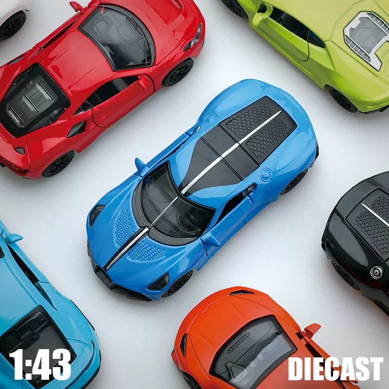1:43合金车模型金属回力仿真开门小汽车玩具男孩礼物跑车摆件批发