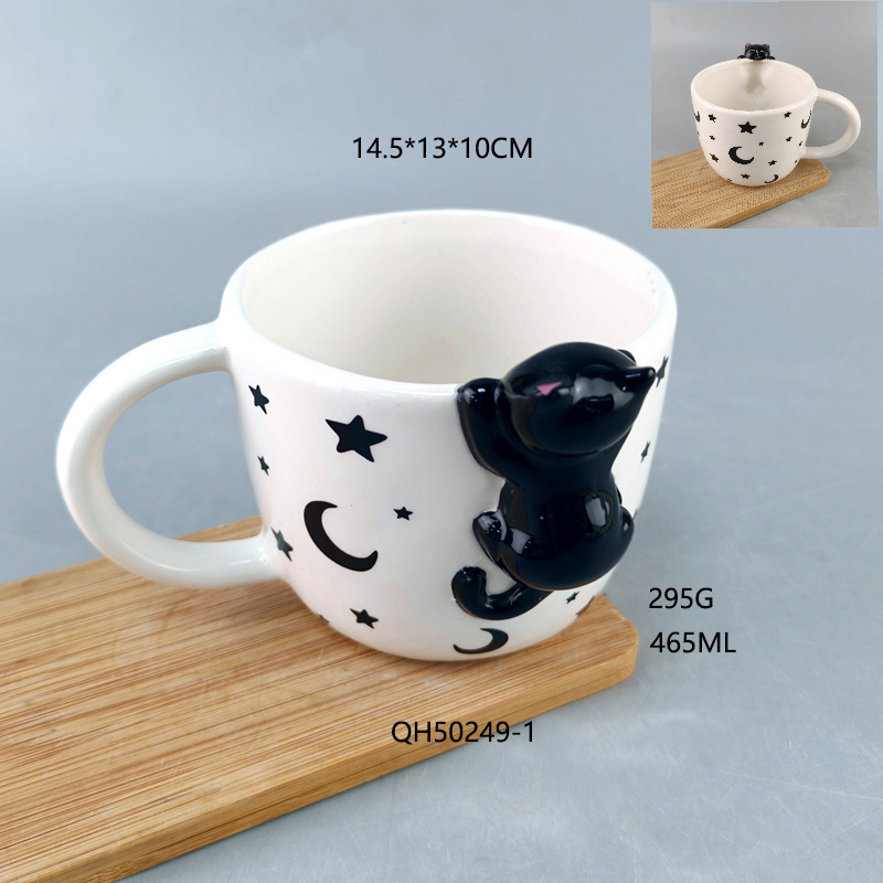 Taza del gato creativo pintado a mano animal Taza de cerámica taza pareja taza de agua Linda personalidad taza de café en forma de gato
