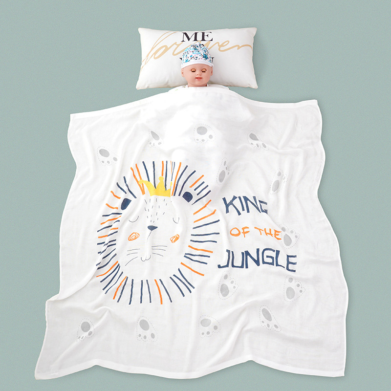 Double Gauze Baby's Wrapping Towel Swaddling Towel Bamboo Fiber Baby Bath Towel Newborn Children's Covering Blanket Kindergarten Covering Quilt