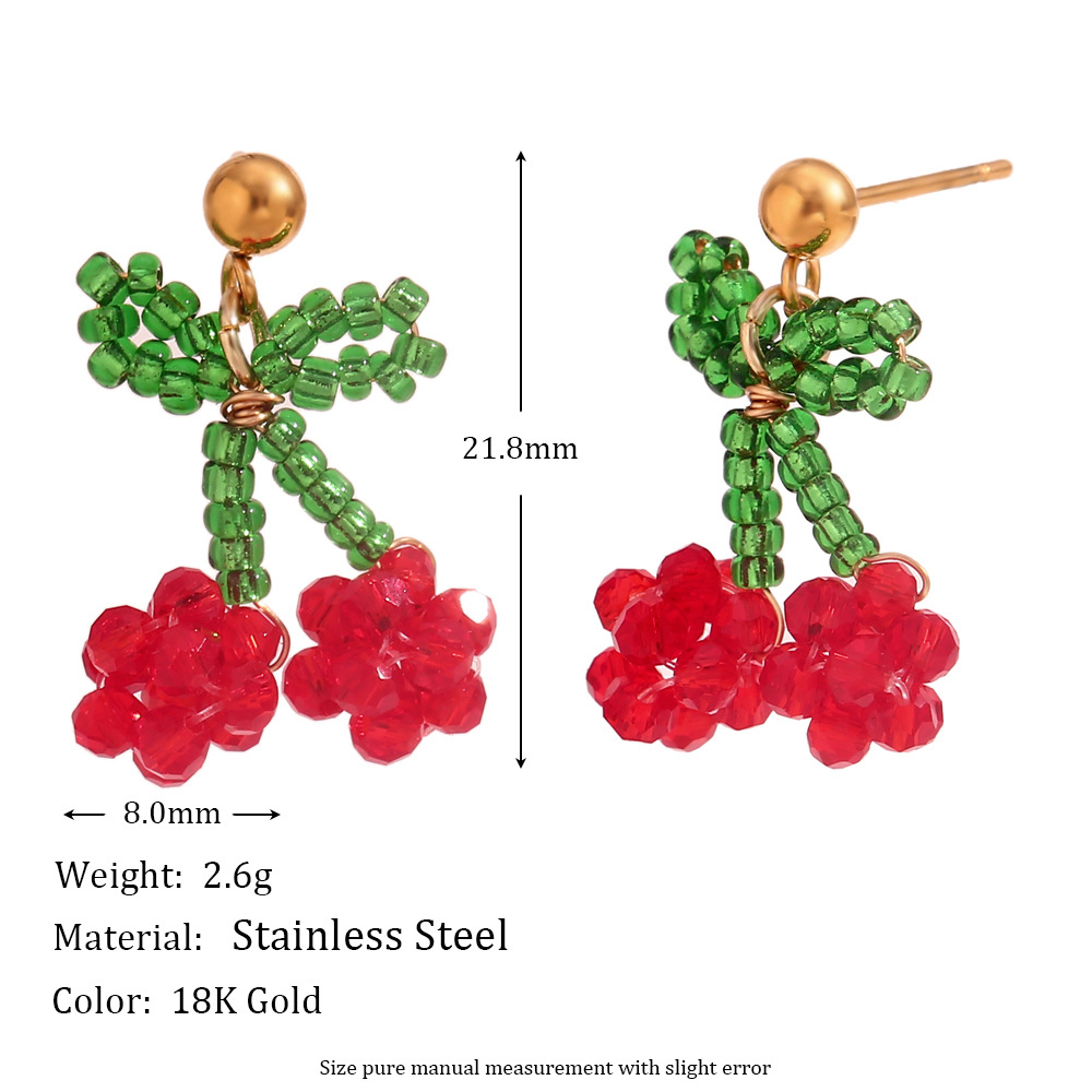 Bow Raspberry Colored Stainless Steel Stud Earrings