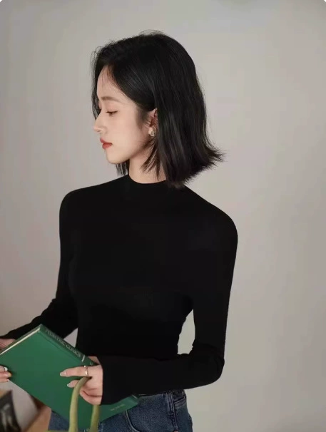  Woolen knitted sweater, high collar