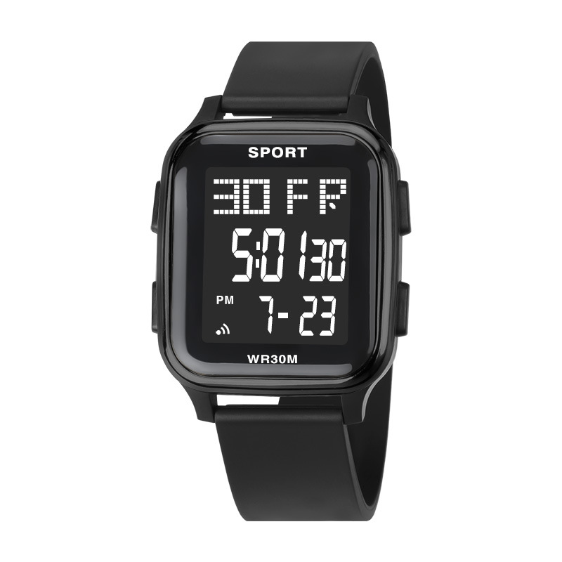 Reloj electrónico deportivo al aire libre cuadrado de moda, cronógrafo luminoso multifuncional, fabricante de relojes electrónicos de moda para estudiantes al por mayor