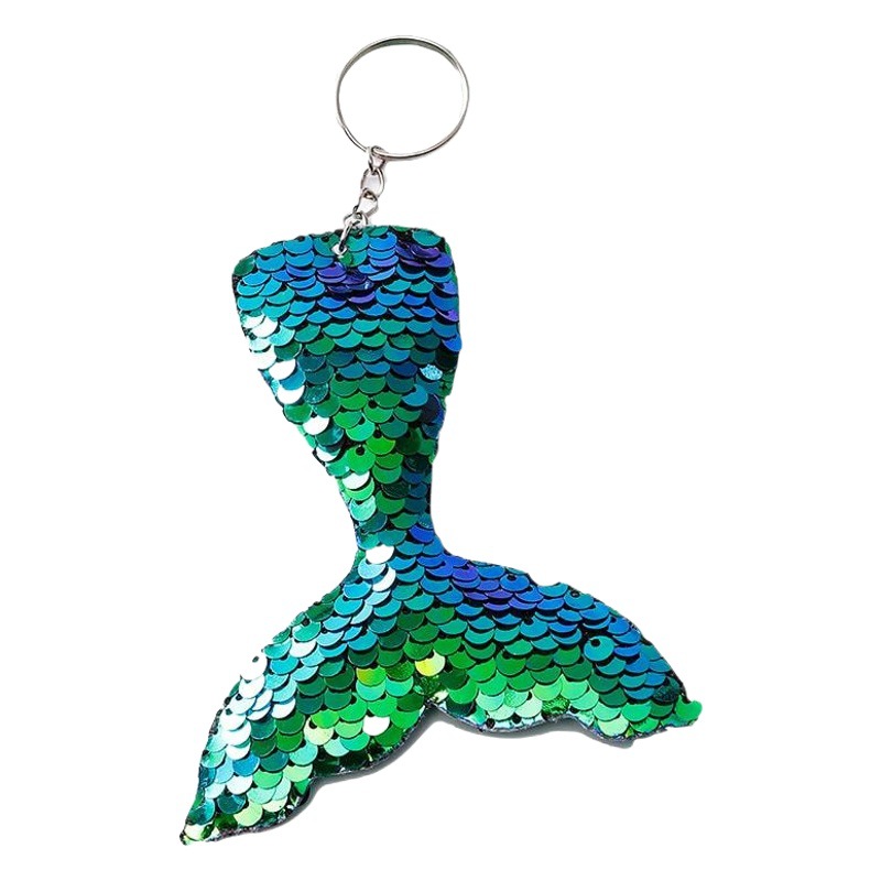 New Hot Double-sided Reflective Sequins Keychain Mermaid Bag Hanging Jewelry Creative Fishtail Car Key Ring