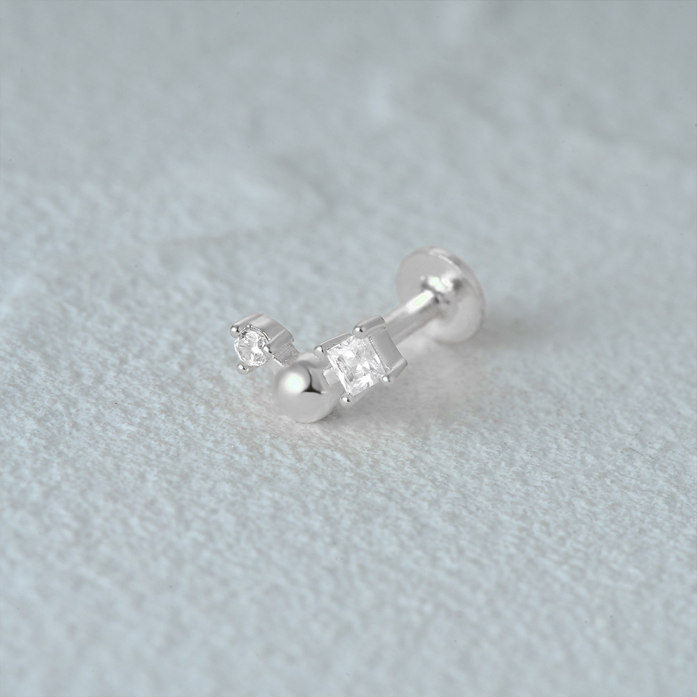 1 Pièce Style Simple Géométrique Placage Argent Sterling Zircon Boucles D'oreilles display picture 14