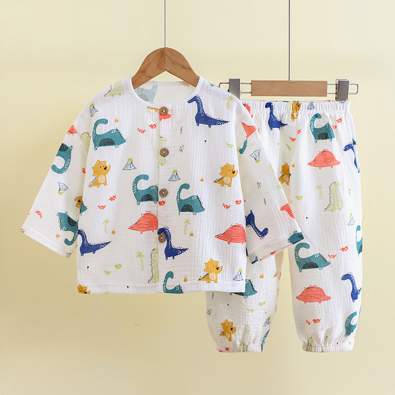 Dropshipping Summer Kidsren's Pure Cotton Home Clothes Set Boys Thin Pajamas Baby Girl Bloomers Air-Conditioned Clothes