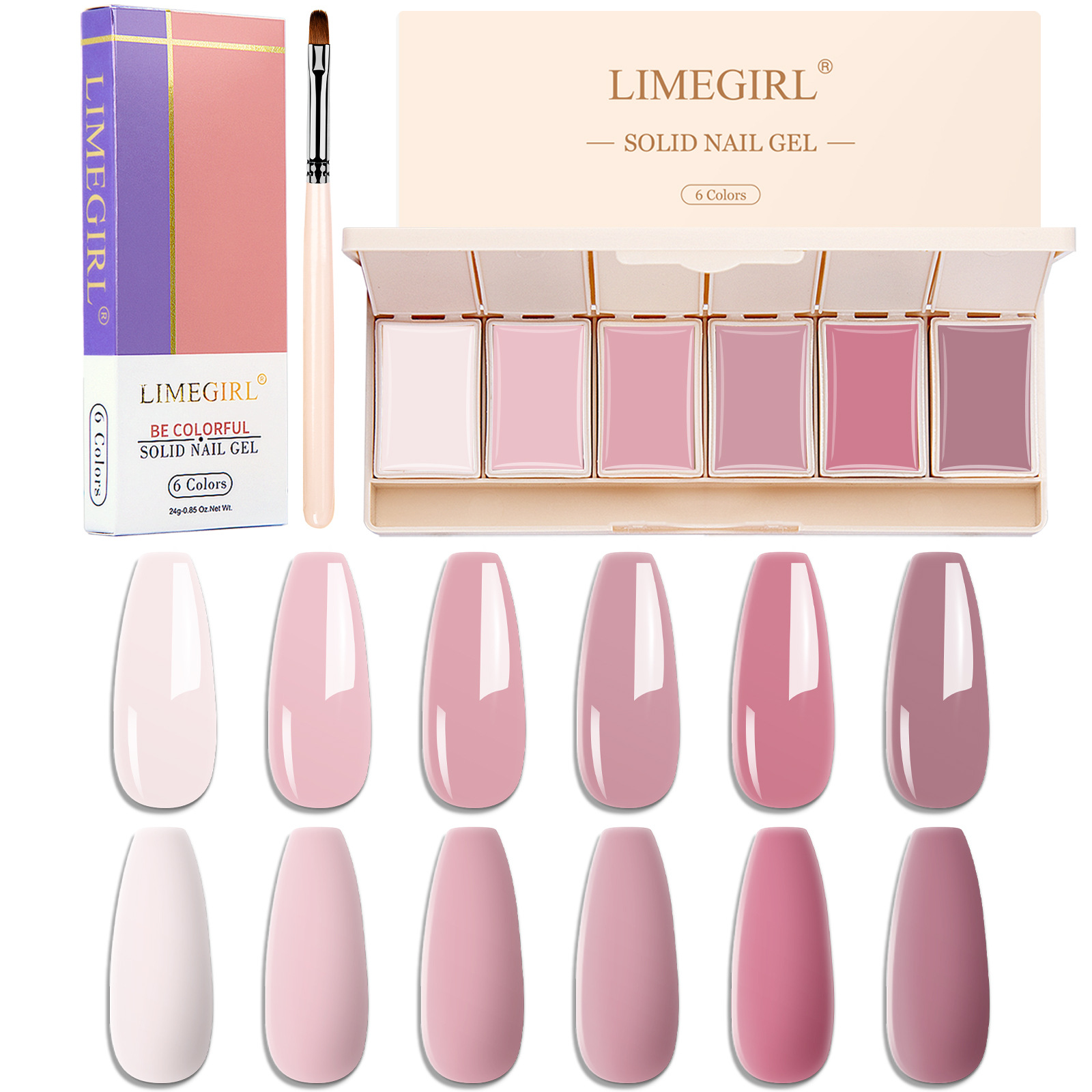 2022new 6-color crema sólido pegamento de sombra de ojos plato conjunto fototerapia esmalte de uñas pegamento traje transfronterizo exclusivo