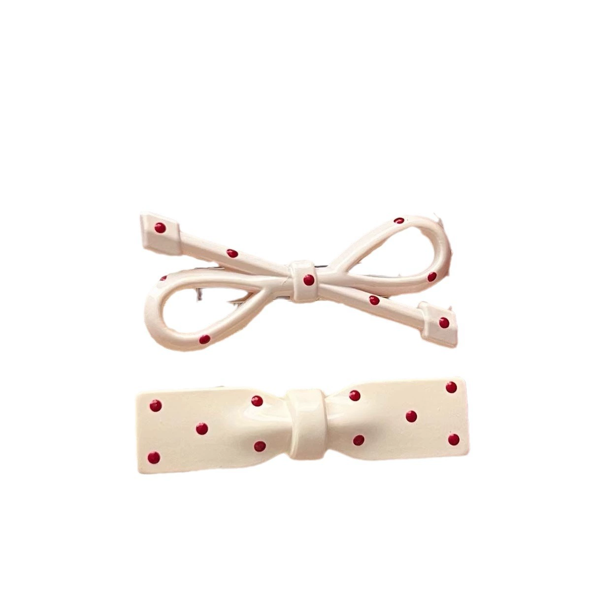 Hair Clip Bow Set — Cute Crab & Bang Clips, Polka Dot and Stripe Color Options, Lightweight