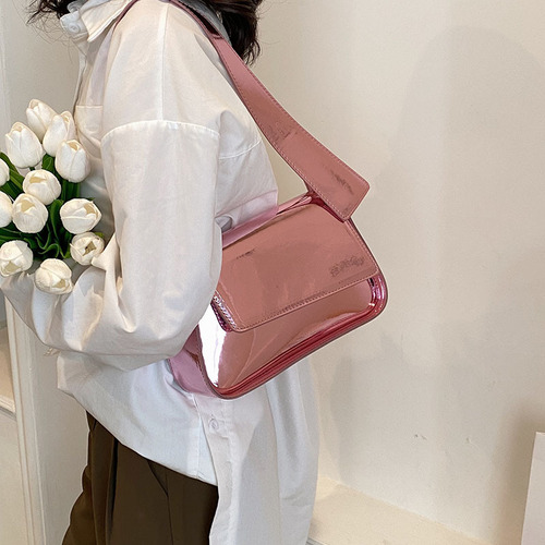 Stylish Trendy Y2K Hot Girl Bag with Glossy Surface, Unique Underarm Bag for Women, Handbag with a Sense of Sophistication, Fashionable Single-Shoulder Bag