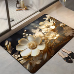 花卉硅藻泥地垫家用浴室卫生间吸水防滑垫厨房门口速干脚垫轻奢风