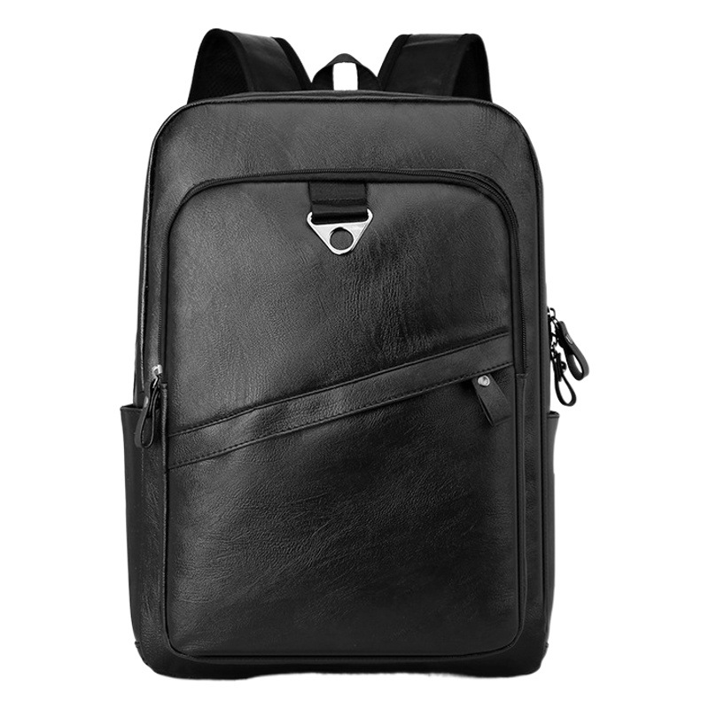 Backpack Men's Simple Casual Business Computer Bag Middle School Students High School Students Schoolbag Boys PU Leather Backpack