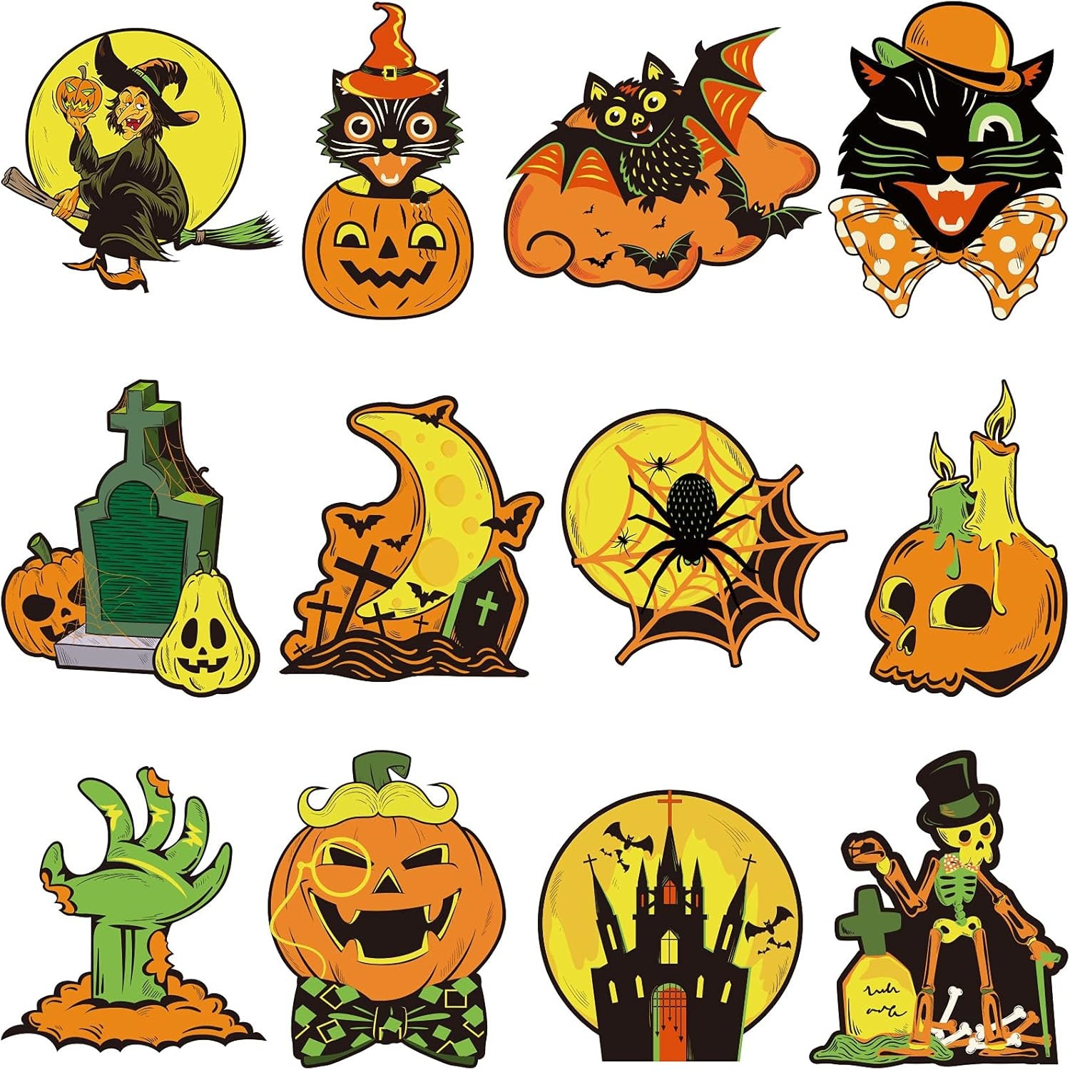 跨境热销万圣节装饰卡片复古艺术墙壁窗户家居装饰卡双面彩色防水