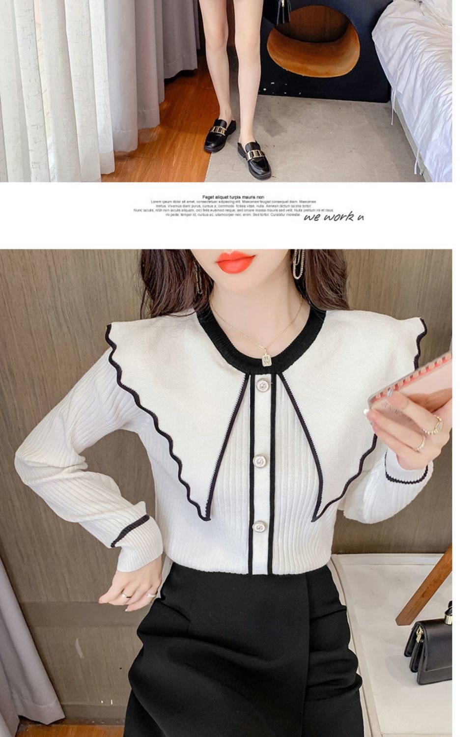 Sweet Lotus Leaf Collar Sweater Style 2
