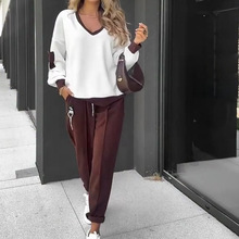 2025亚马逊独立站秋冬潮流撞色休闲时尚女装套装