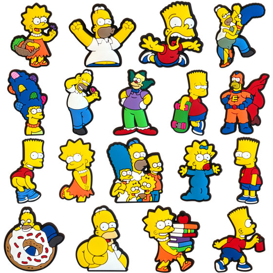 New Cute Simpsons Series Hole Shoes Shoes Flower Shoe Buckle Soft Rubber PVC Anime Shoes Accessories DIY Accessories