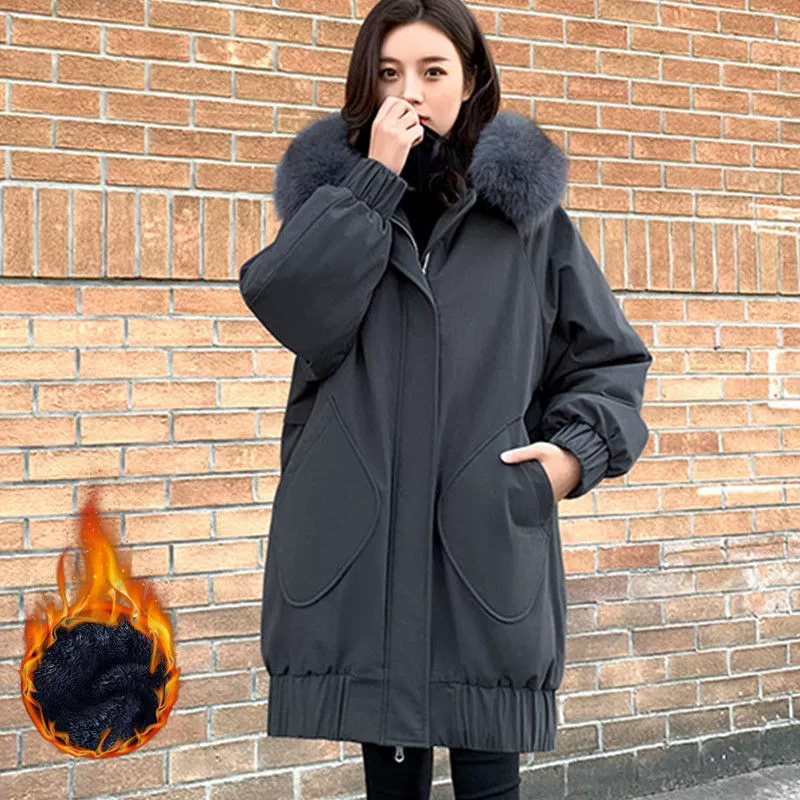 Плюшевая хлопчатобумажная одежда Pike Cycon ins2022 зимняя новая корейская версия широкая и длинная хлопчатобумажная куртка