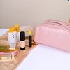 Handheld high quality polyurethane capacious cosmetic bag with zipper for traveling