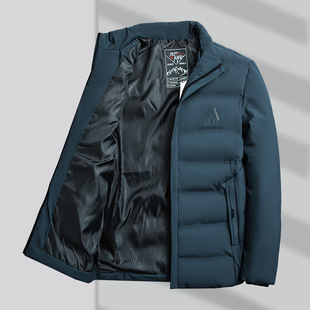 Customized Logo2024 Winter Middle-Aged Men's Cotton Outwear Jacket Middle-Aged and Elderly Dad's Stand-Up Collar Thickeneded Cotton Outwear Business