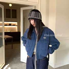 美利奴羊毛条纹针织帽女2025新款冬季黑白毛线帽子堆堆帽