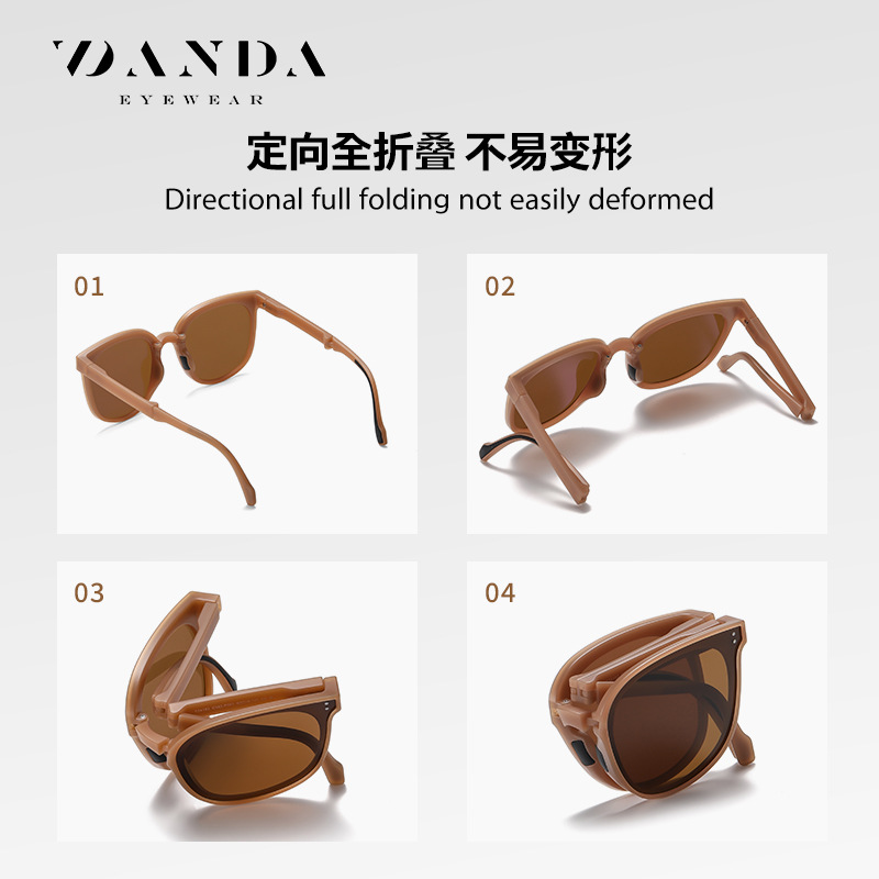 Gafas de sol GM plegables ultra-ligeras mismo estilo de las mujeres polarizadas interior película verde protección solar banda de luz antirreflectante almohadilla para la nariz gafas de sol plegables