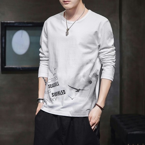 Work site working auto repair wearing men's long sleeve base shirt stain resistant and wear-resistant T-shirt for men $9.9 men's autumn clothes