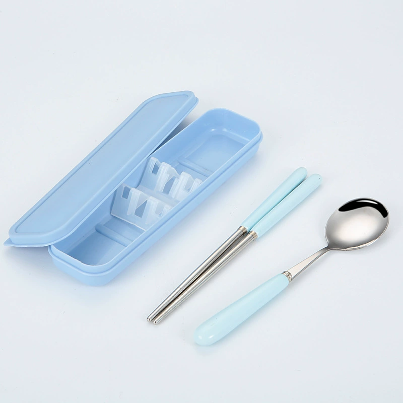 Brand cute ceramic handheld tableware for elementary school students stainless steel, set, chopsticks, spoon, Birthday gift