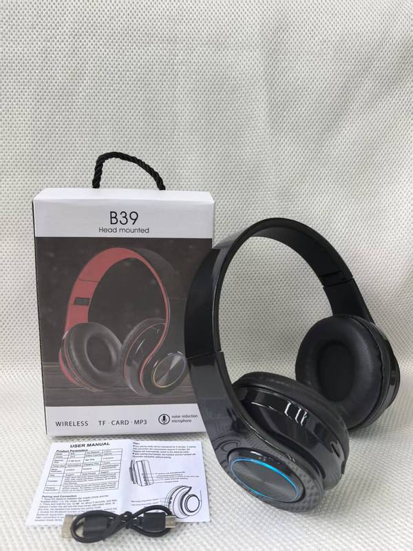 国境を越えた人気の B39 ヘッドマウント ワイヤレス Bluetooth ヘッドセット スポーツ 超長時間スタンバイ カラフルなライト 伸縮式折りたたみヘッドセット|undefined