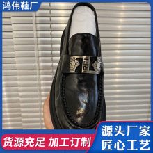 秋季低筒牛皮皮革拼接休闲皮鞋新品男士商务休闲皮鞋男鞋耐磨男鞋