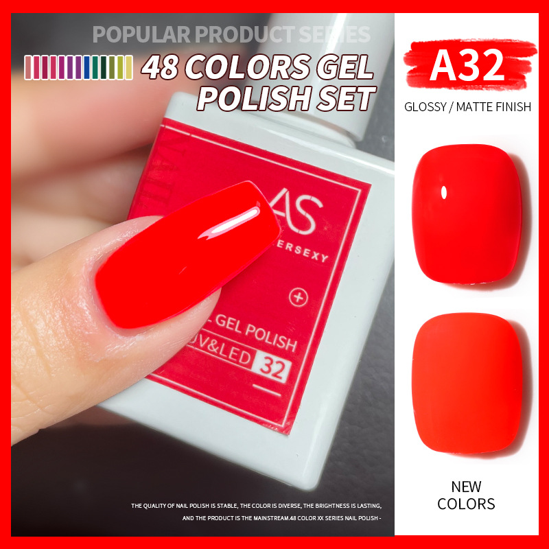 Una botella de pegamento de esmalte de uñas de un color 2022 nuevo verano popular 48-color Pequeño conjunto para el salón de uñas traje completo