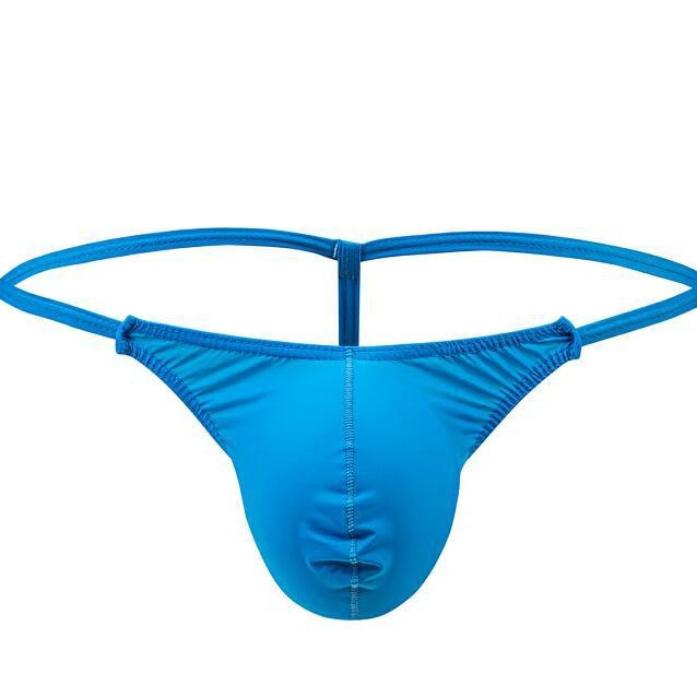 Ropa interior masculina de cintura baja, fresca y sexy, de seda helada, con anillo JJ, tanga multiusos con forma de U convexa, E068