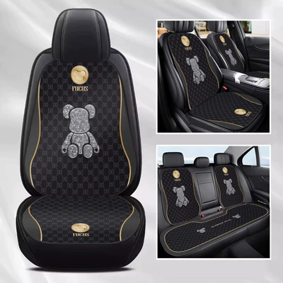 Car Seat Cushion, Universal Seat Cover for All Seasons, Simple Cartoon Half-Pack Seat Cushion, Non-Slip, Breathable Rear Single-Piece Seat Cushion (Seat cushion, seat cover) - e0746k-diamond-bear-seven-piece-set-velvet-pad-a03-code