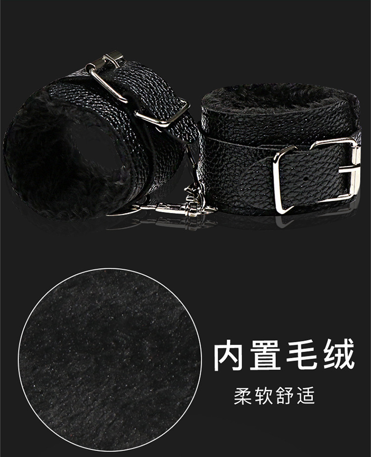 Jiuai Couple Interactive Bondage Kit, 20-Piece Plush Leather Set, Black and Purple — detail image 29