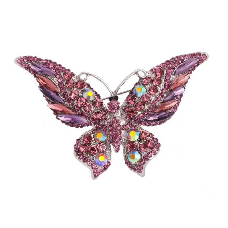 Enamel Design Fashion Pin Butterfly Alloy Enamel Rhinestones Women'S Brooches