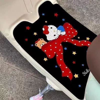 Hellokitty Hot-Selling Electric Vehicle Foot Mats, Anti-Slip and Wear-Resistant Wire Loop Mats for Electric Bikes, Can Be Cut and Sold in Bulk (Avtomobil döşəmə paspasları) - zx-kitty-foot-pad-01-3060-silk-circle-small-self-cutting