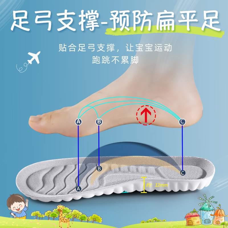 Plantillas de zapatos para niños deportivos de verano para niños y niñas, nubes ultra suaves, transpirables, absorbentes de sudor, ocio