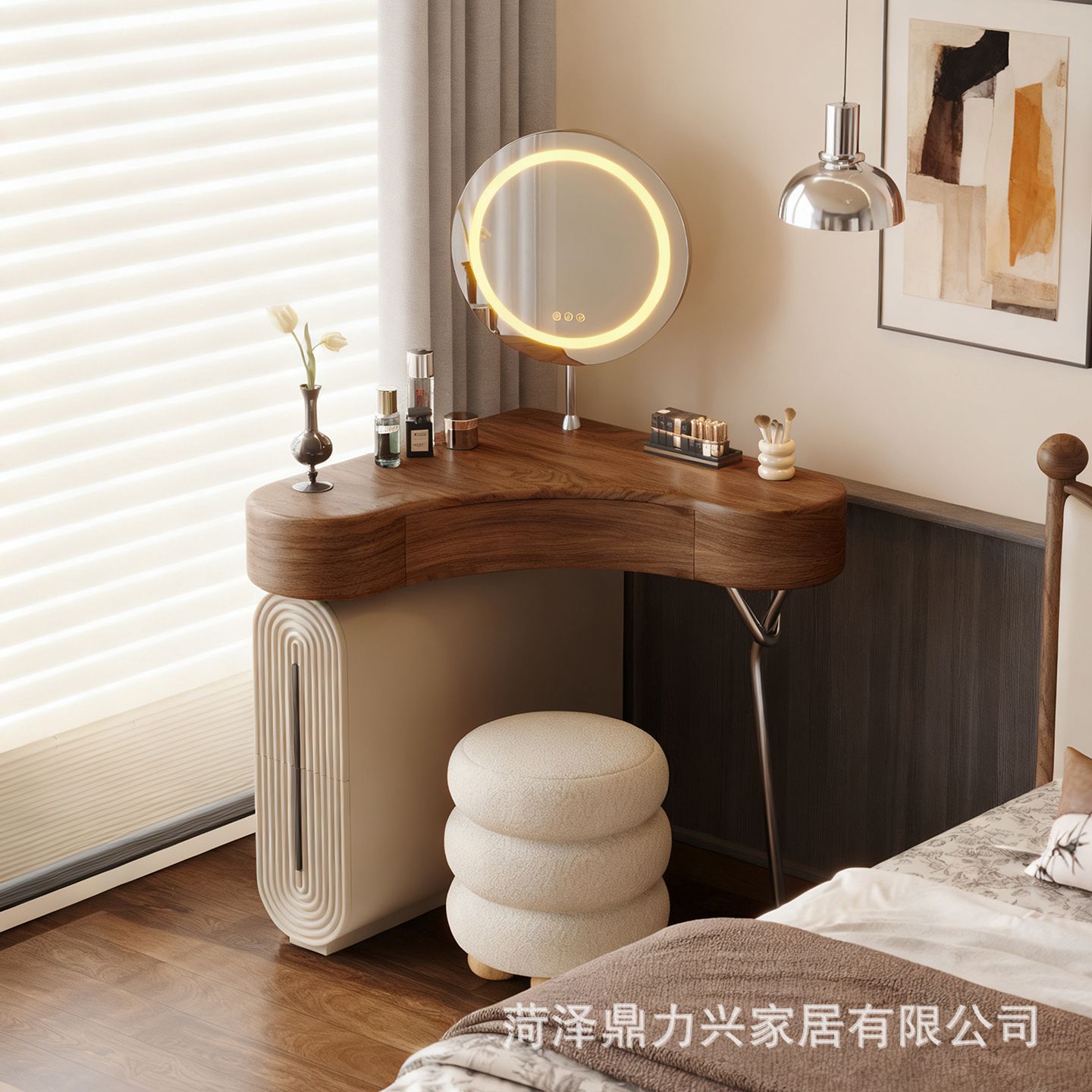 Mini armario minimalista comedor dormitorio simple de alto nivel con lámpara de joyería armario de cama almacenar mesa de maquillaje image 3