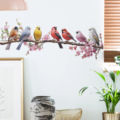 Saturation Warrior Branch Parrot Bird Children's Bedroom Entrance Home Decor Sticker Self Adhesive Wholesale Cross-border