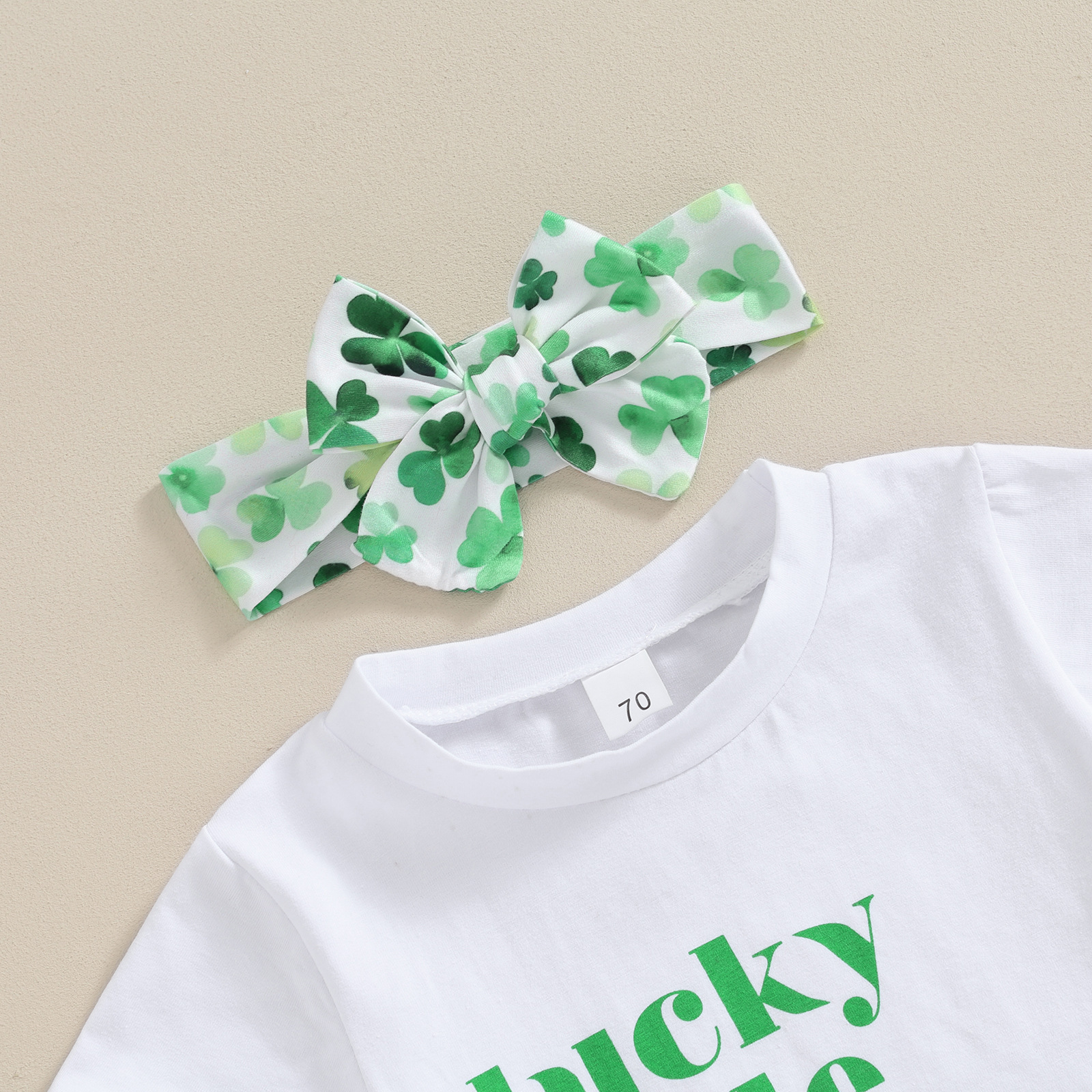 St. Patrick Pastoral Four Leaf Clover Cotton Baby Clothing Sets display picture 5