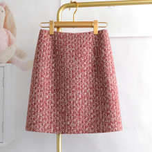 名媛小香风半身裙秋冬2023新款百搭格子包臀短裙高腰显瘦a字裙厚